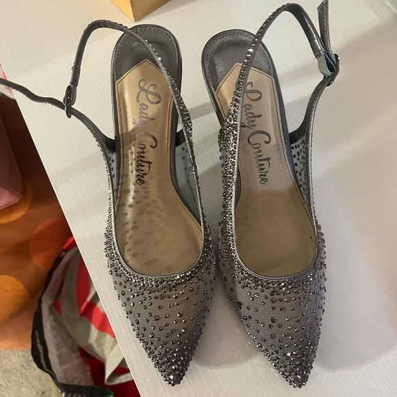 Chic Silver Studded Slingback Lady Couture Heels - Picture 6 of 11